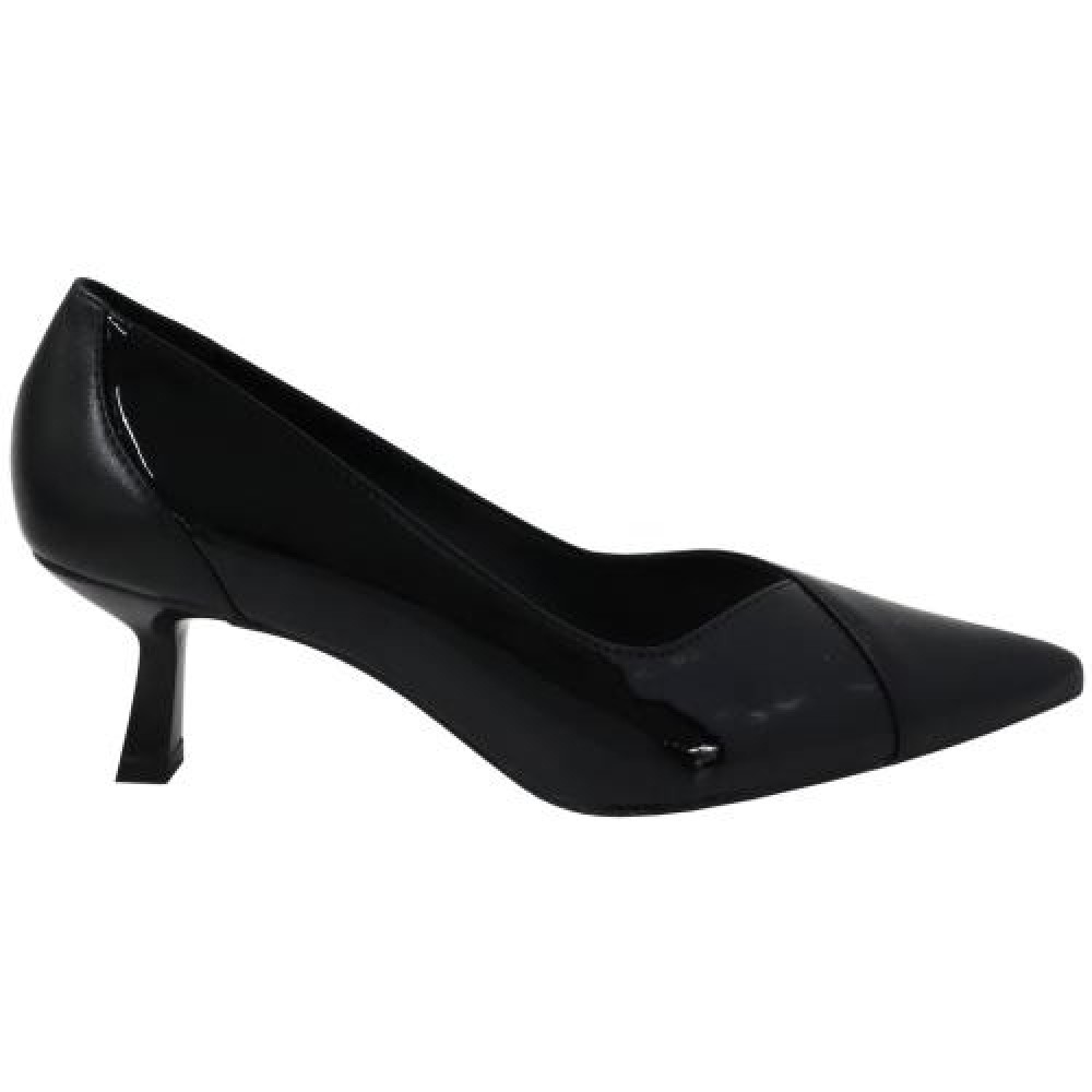SCARPIN COURO SALTO TAÇA BAIXO PRETO